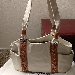 Brighton Cream and Tan Handbag with Dustcover